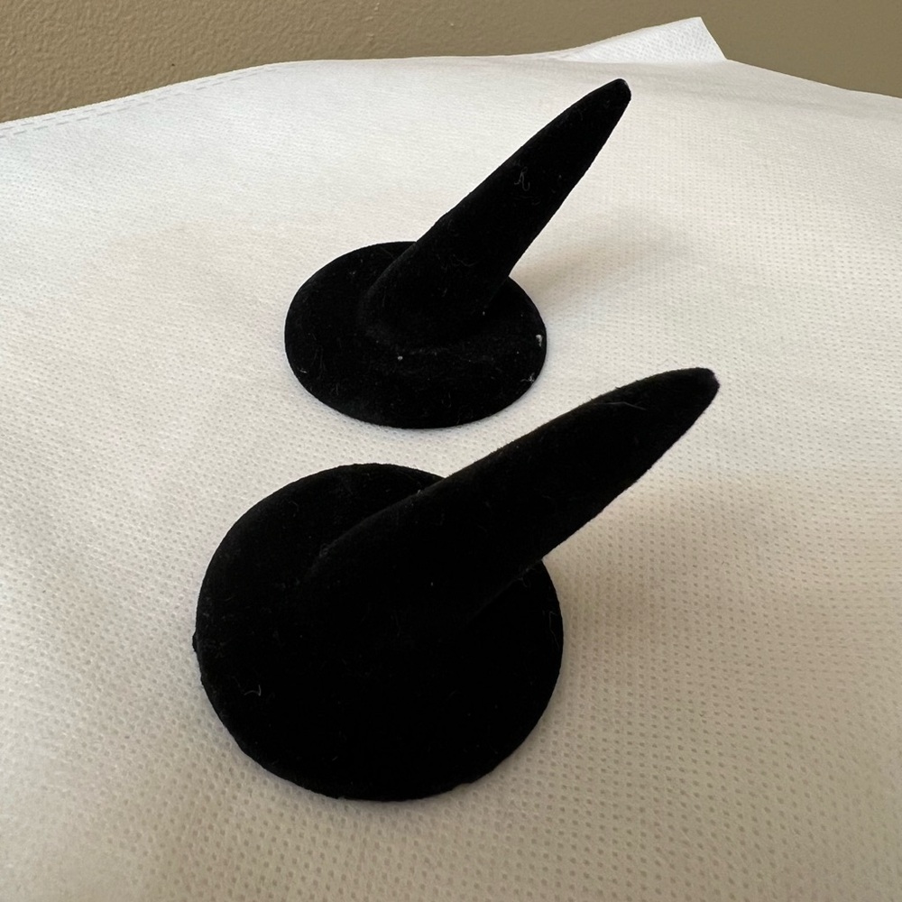 Bundle of 2 Black Velvet Ring Display Stands New